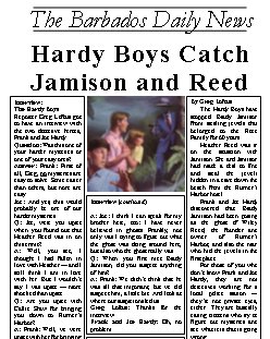 The front page of Greg's book report on the Hardy Boys